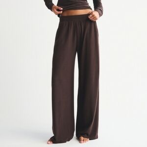 Abercrombie Lounge Brushed Wide Leg Sweat Pants - Brown Med. Tall
